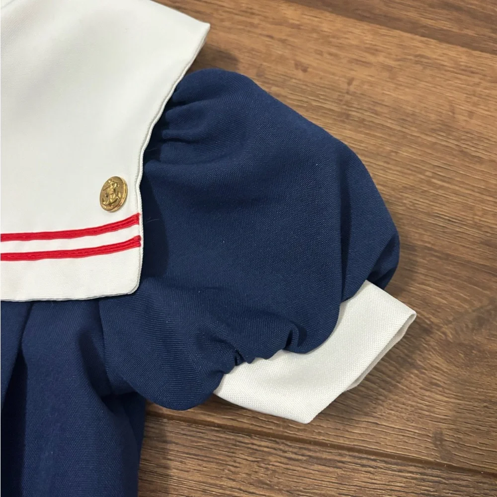 Vintage 90s Nautical Sailor Dress Girls 3T USA Made Wonderland Fashions